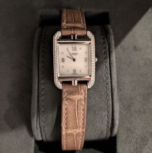 Hermes cape cod alligator diamond bazel watch small